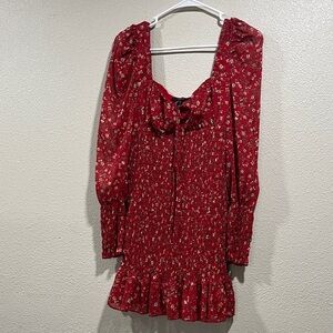 Forever21 Red Floral Smocked Mini Dress